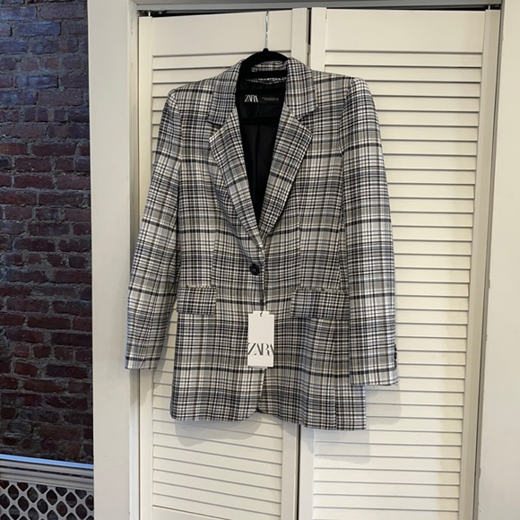 ZARA Tailored Plaid Blazer NWT sz XS - Picture 2 of 7